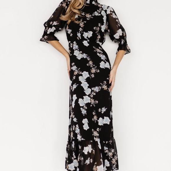 Baltic Born Marie Mock Neck Maxi Dress | Black Floral Size XLXL - Picture 1 of 5